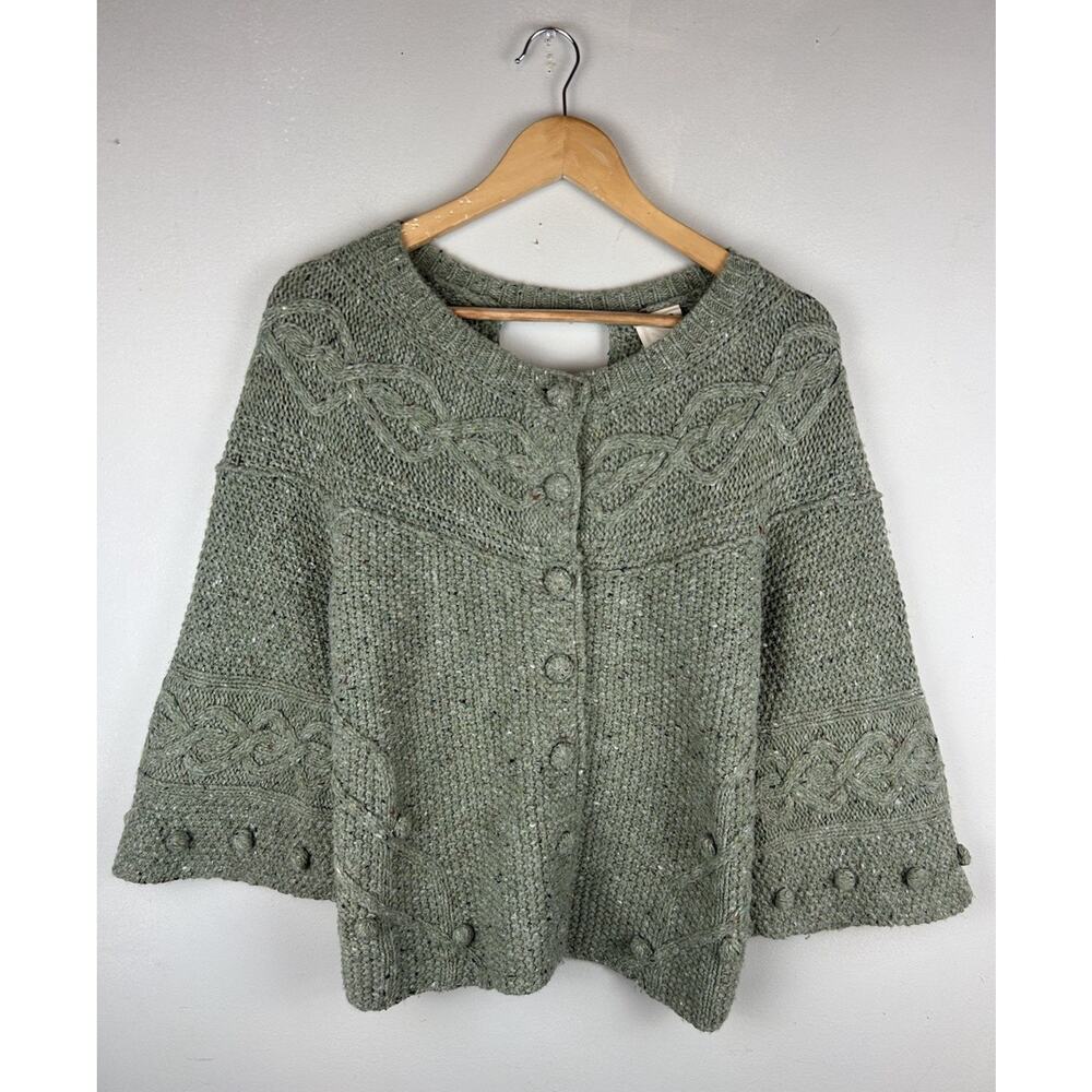 Anthropologie Far Away From Close Sweater Womens Small Cardigan Wool Wrap Back